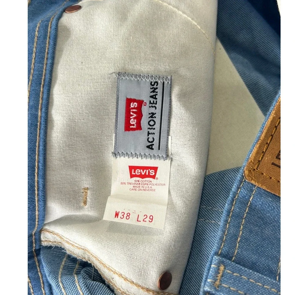 Vintage Levis Action Jeans Mens 38x29 Orange Tab Blue Denim Made in USA NWT